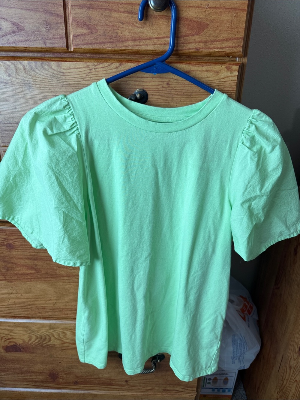 Light Lime Green Puff Sleeve Tee
